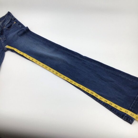 7 For All Mankind Dojo Medium Blue Flare Jeans - Picture 12 of 14
